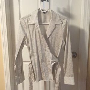 Animal Print Wrap Blouse.